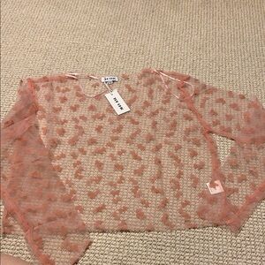 Top Chic Blush Pink Velvet now mesh Long Sleeve Large
